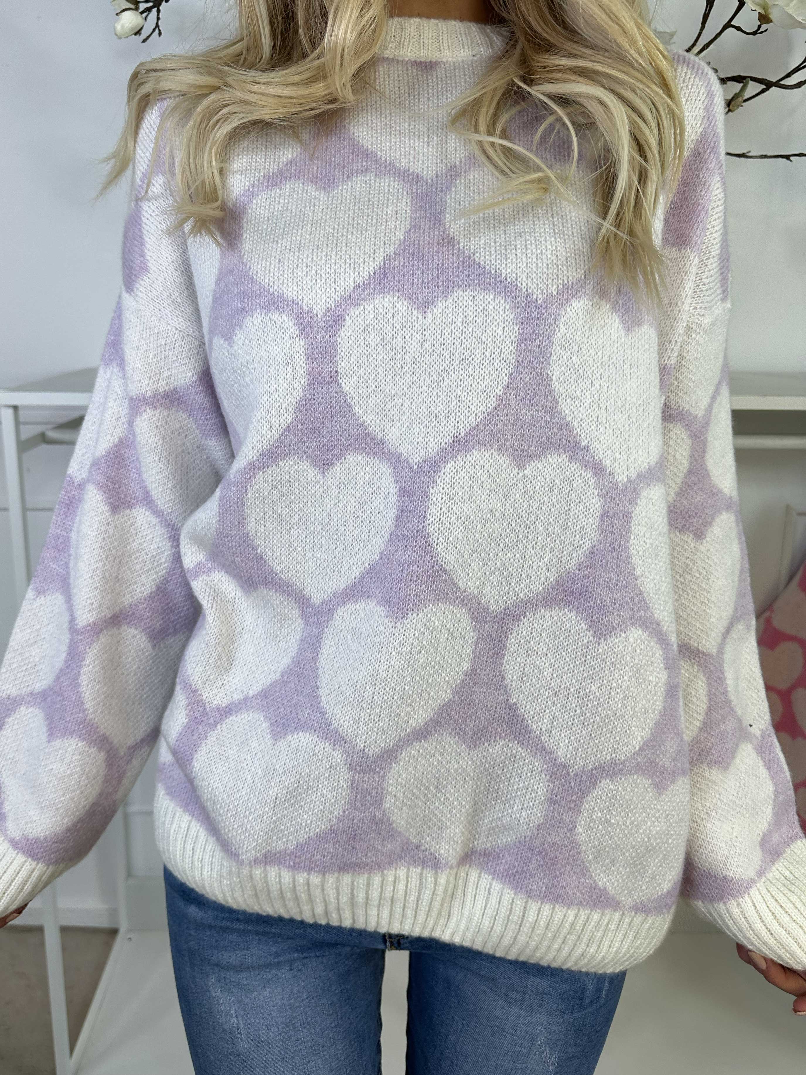 Saidy - Tyk strikbluse med hjerter